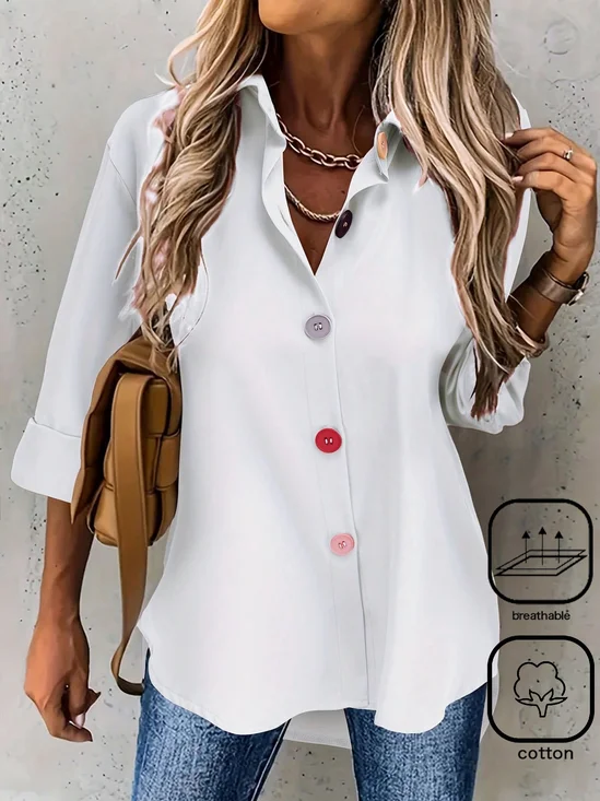 Loose Buckle Casual Blouse