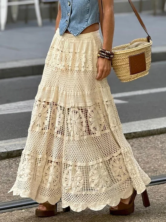 Yarn/Wool Yarn Casual Crocheted Skirt