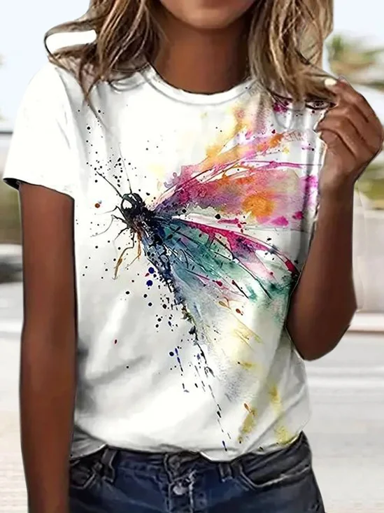 Casual Dragonfly Crew Neck T-Shirt