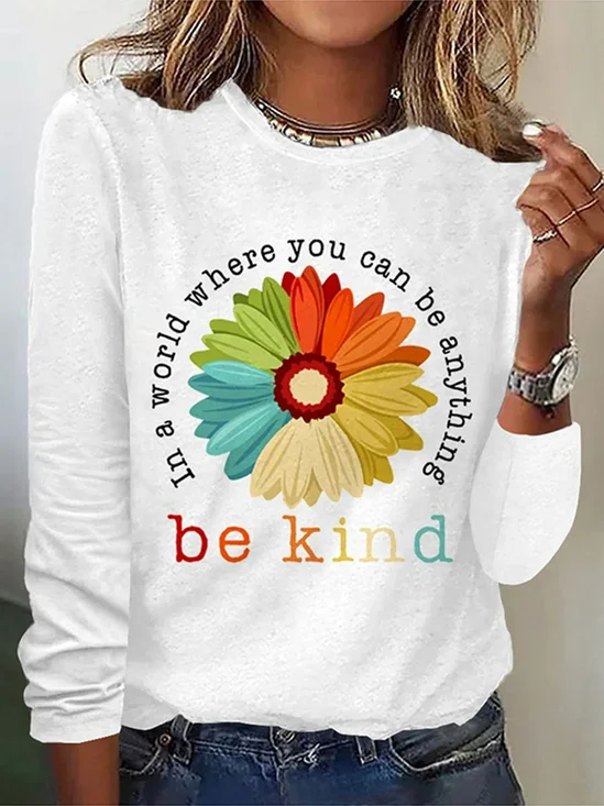 Casual Crew Neck Knitted Daisy T-Shirt