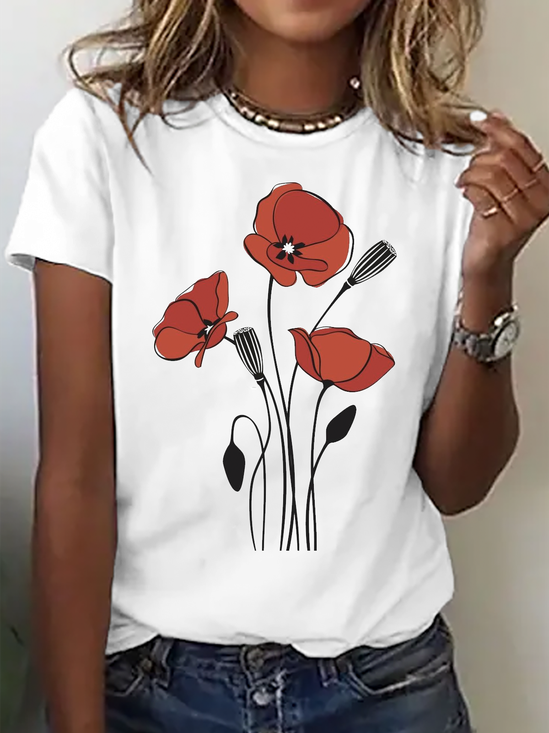 Floral Casual Crew Neck T-Shirt