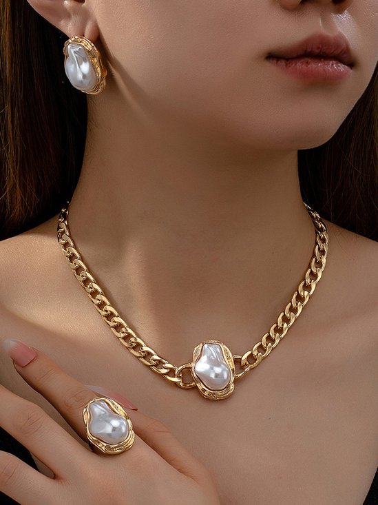Elegant Irregular Faux Pearl Jewelry Set