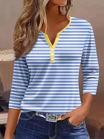 Striped Jersey Casual T-Shirt