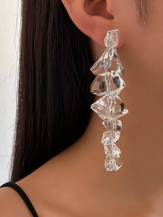 1pair Irregular Clear Acrylic Drop Earrings