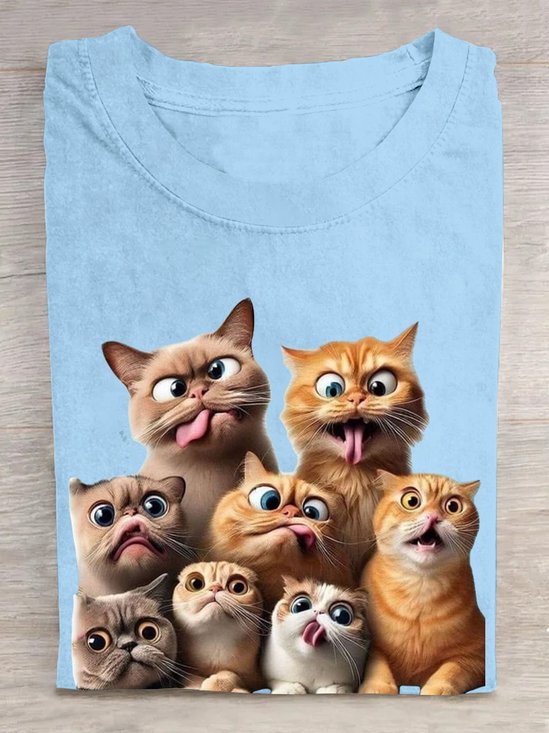 Casual Cotton Cat Loose T-Shirt