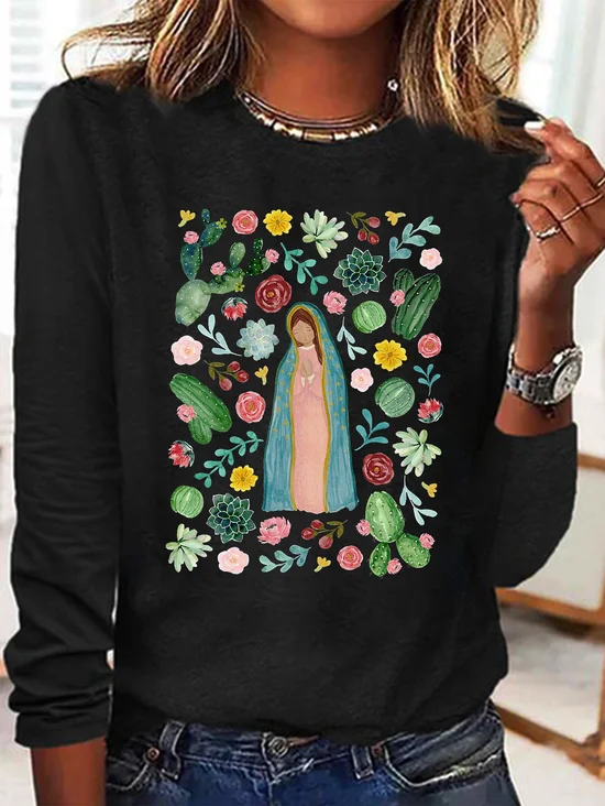 Our Lady of Guadalupe Floral Catholic Our Lady T-Shirt