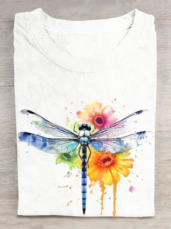 Casual Dragonfly Cotton Loose T-Shirt