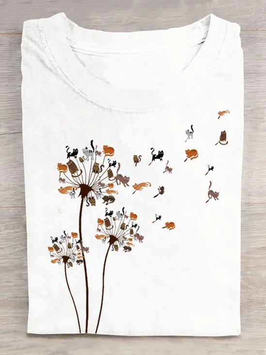 Loose Casual Cotton Dandelion T-Shirt