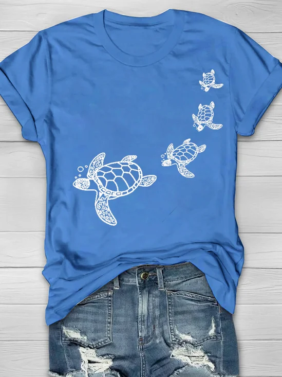 Casual Loose Cotton Turtle T-Shirt