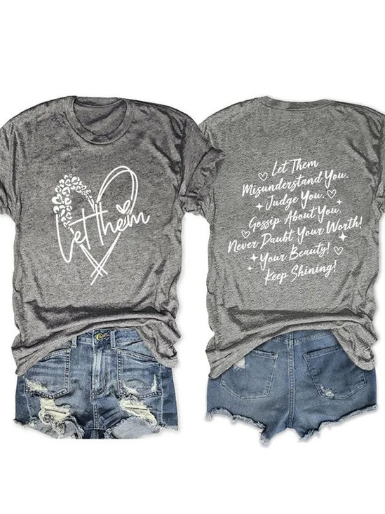 Text Letters Casual T-Shirt