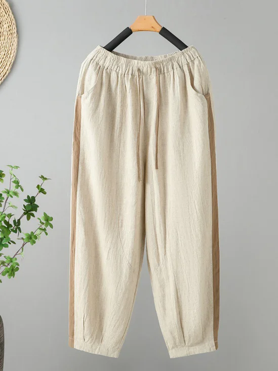 Loose Plain Cotton Casual Pants