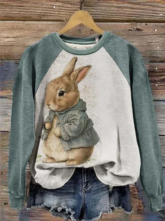 Crew Neck Casual Rabbit Sweatshirt