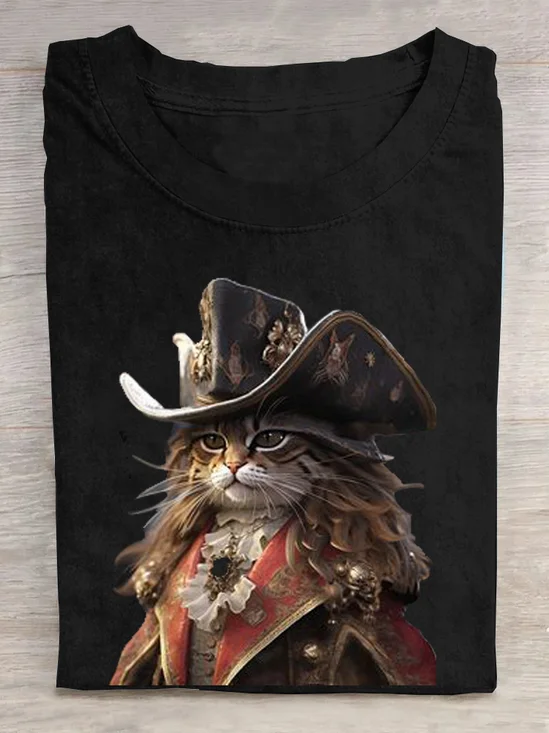 Cat Loose Cotton Casual T-Shirt
