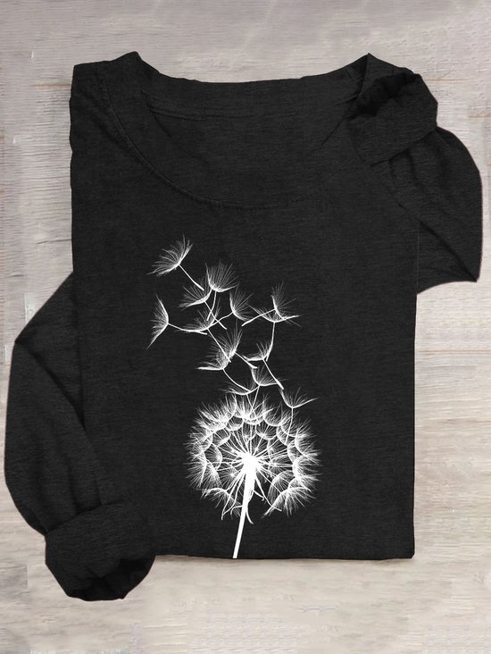 Dandelion Printed Casual Long Sleeve T-Shirt