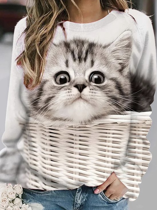 Loose Cat Casual Sweatshirt
