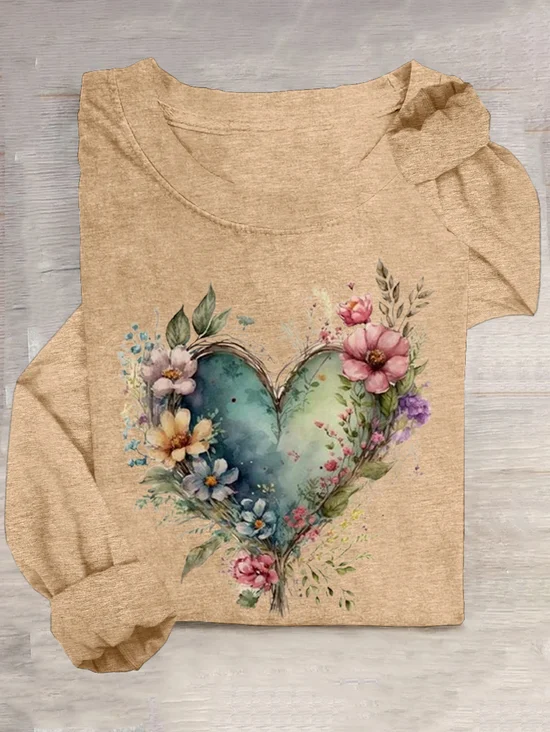 Floral Casual Loose Crew Neck T-Shirt