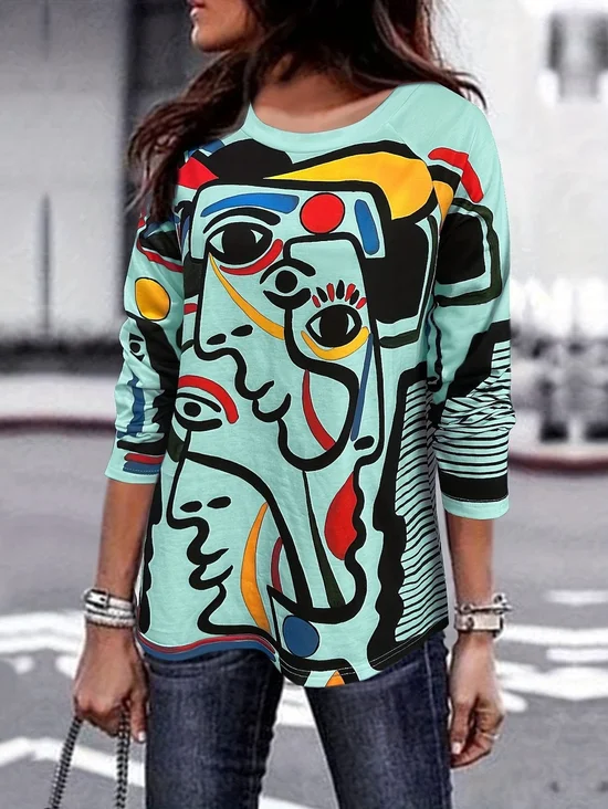 Loose Casual Face T-Shirt