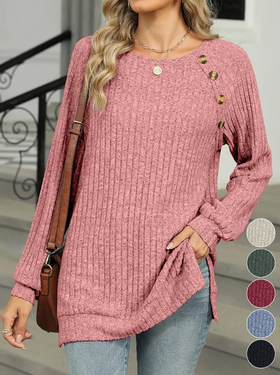 Knitted Buckle Casual T-Shirt