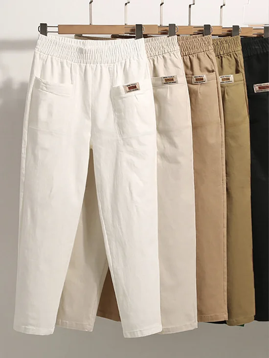 Loose Cotton Casual Pocket Stitching Pants