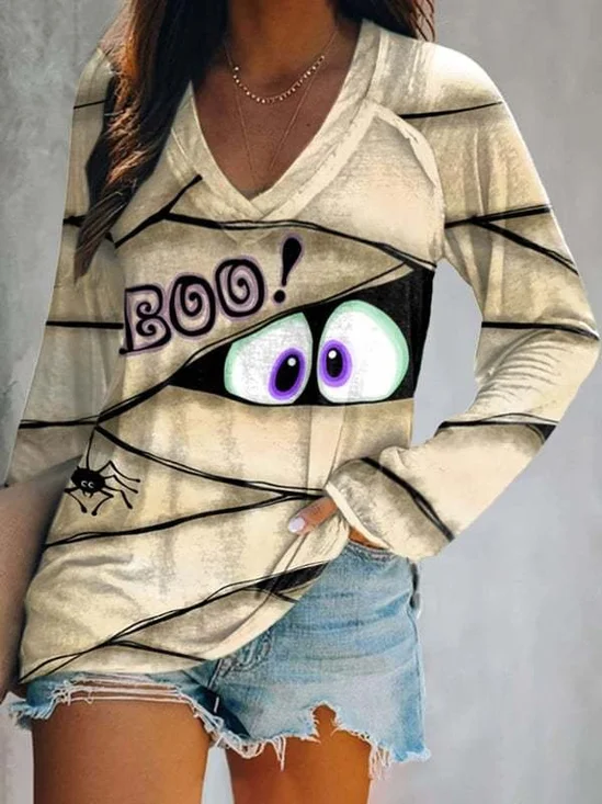 Casual Knitted Loose Halloween T-Shirt