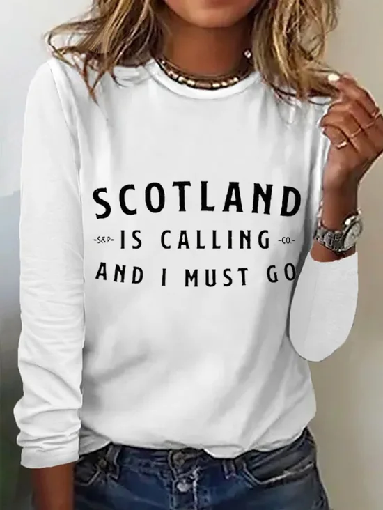 Casual Text Letters Cotton-Blend Loose T-Shirt