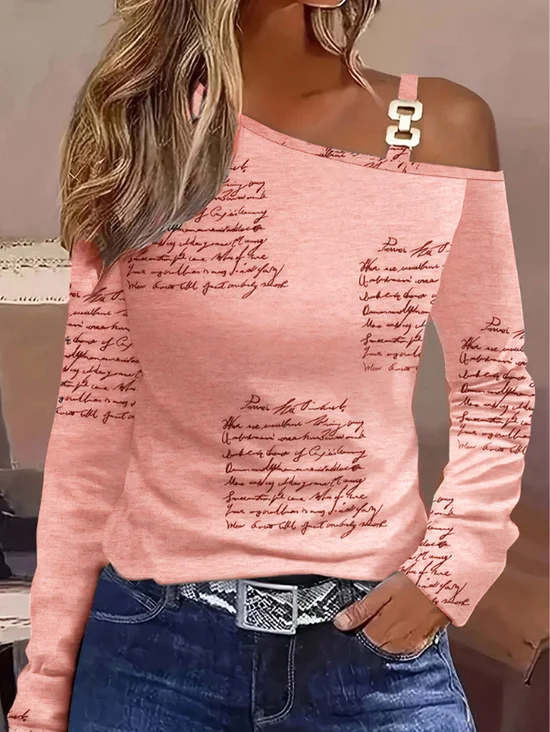 Loose Casual Text Letters T-Shirt