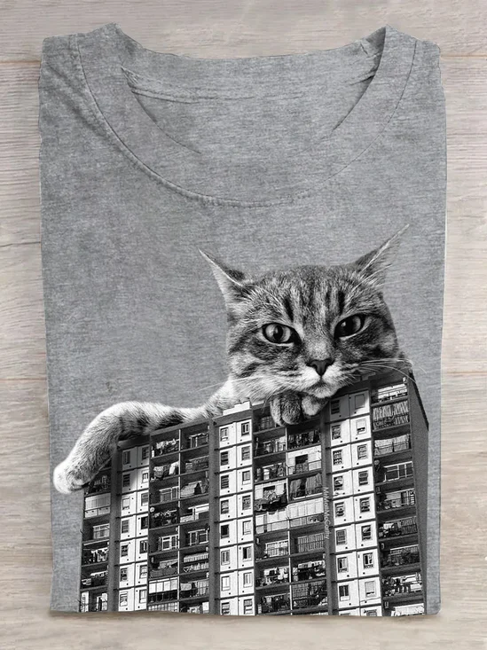 Cat Casual Cotton T-Shirt