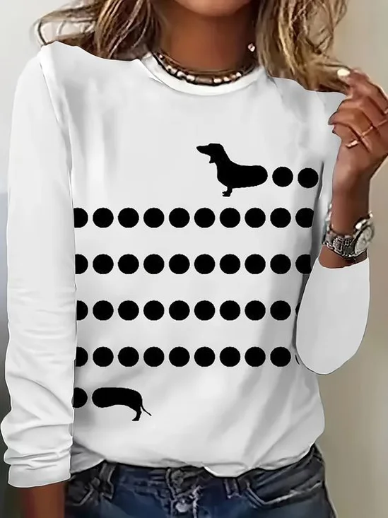 Dog Loose Casual Knitted T-Shirt
