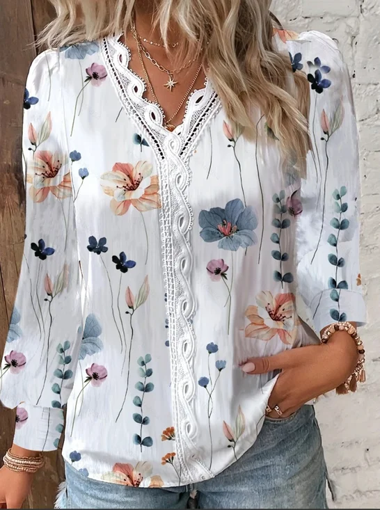 Floral Loose Lace Casual Shirt