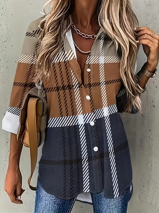 Others Loose Plaid Casual Shirt