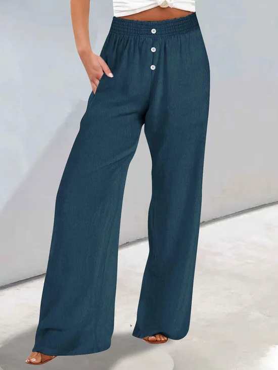 Pocket Stitching Casual Plain Loose Pants