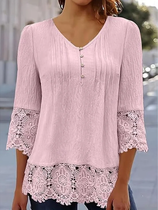 Casual Lace Loose Blouse