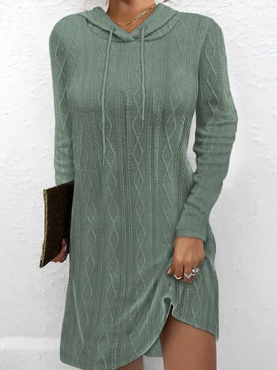 Casual Plain Regular Fit Yarn/Wool Yarn Dress With No