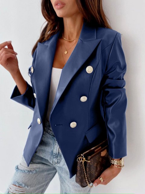 Pu Casual Plain Blazer