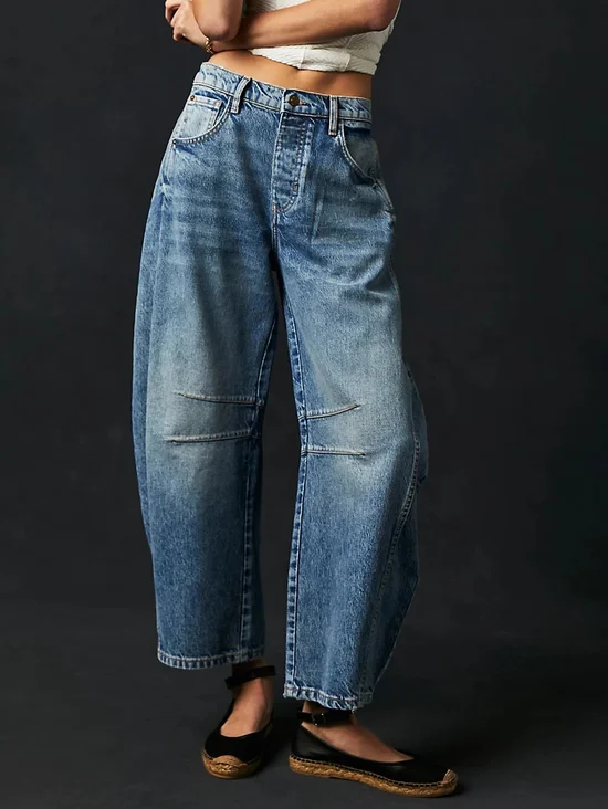 Casual Pocket Stitching Plain Jeans