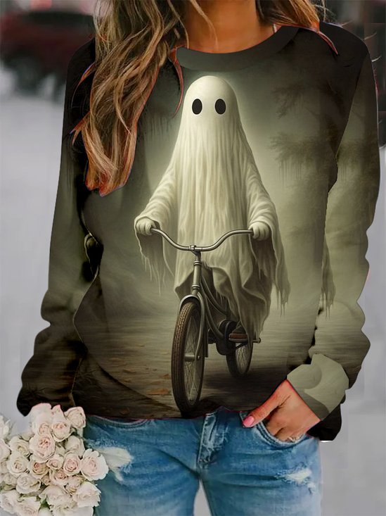 Spooky Halloween Casual Loose Sweatshirt