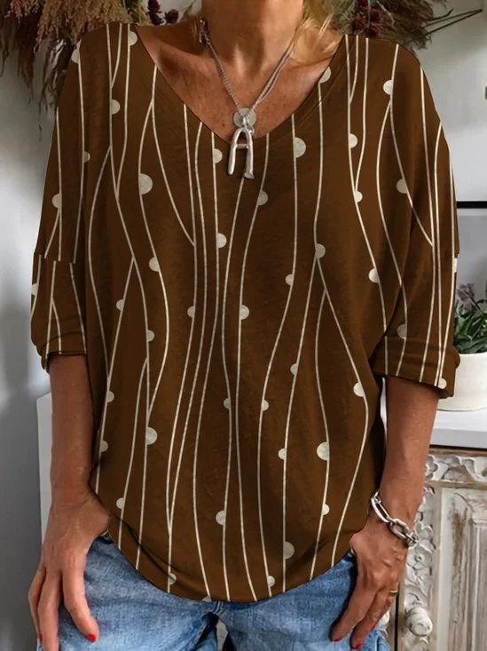 Casual Abstract Jersey Loose T-Shirt