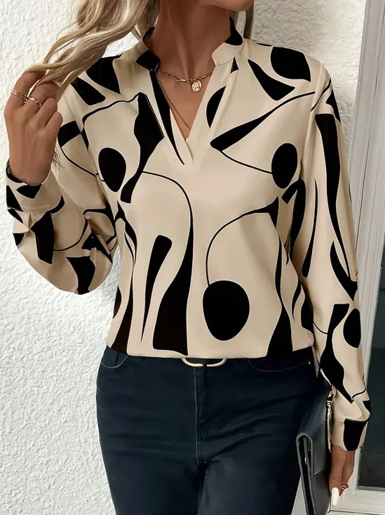 Random Print Casual Blouse