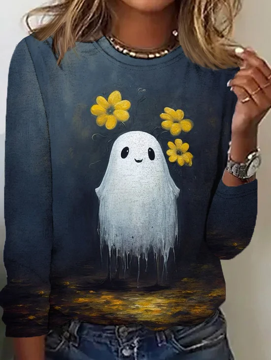 Casual Halloween Crew Neck T-Shirt