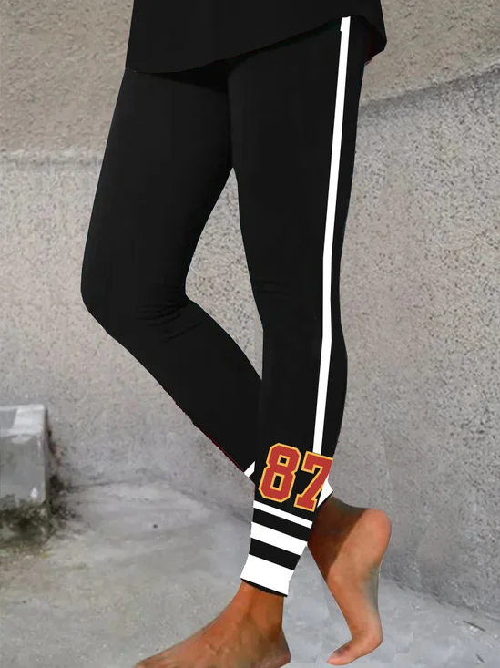 Casual Tight Color Block Kelce 87 Leggings