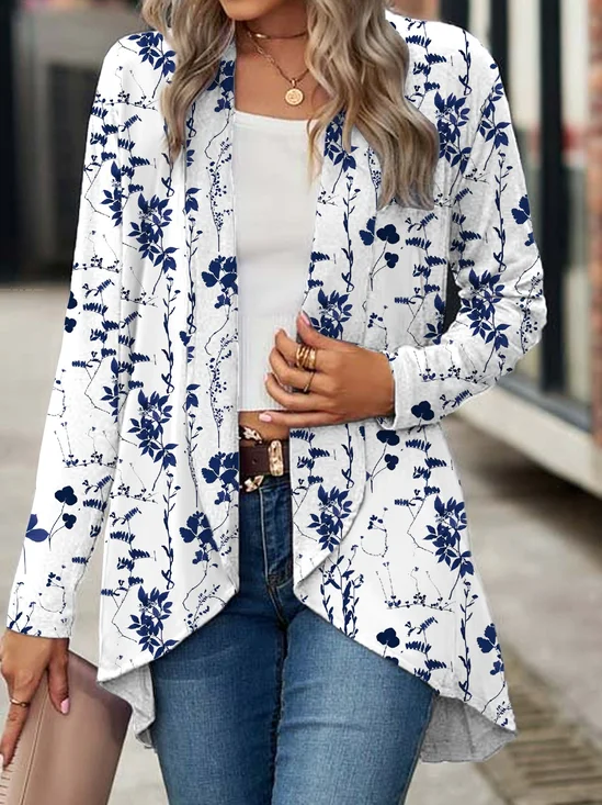 Floral printed long sleeved cardigan