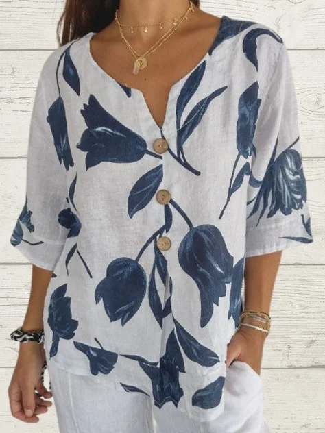 Casual Loose Floral Blouse