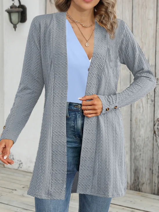 Loose Casual Plain Buckle Kimono