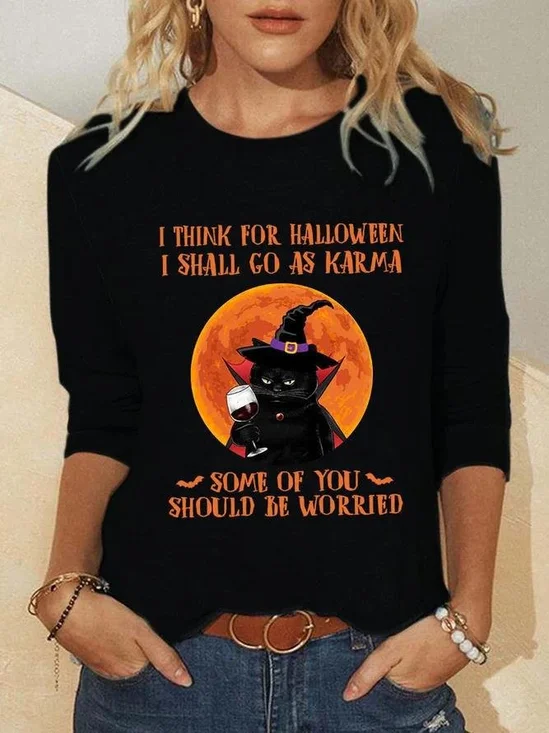 Crew Neck Loose Halloween Casual T-Shirt