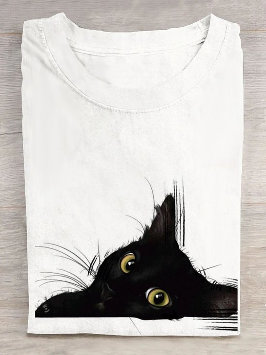 Loose Cotton Cat Casual T-Shirt