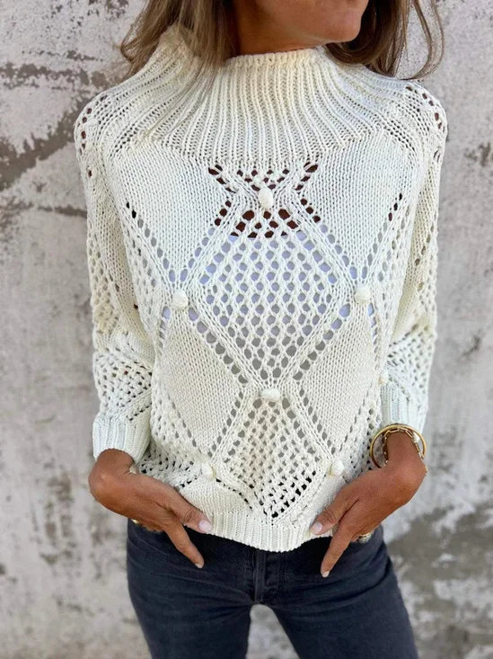 Hollow Out Loose Casual Yarn/Wool Yarn Sweater