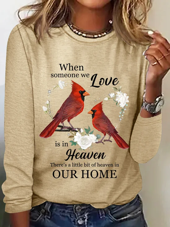 Best Family Memorial Cardinal Birds Shirt In Loving Memory Heaven In Home Casual Long Sleeve Shirt