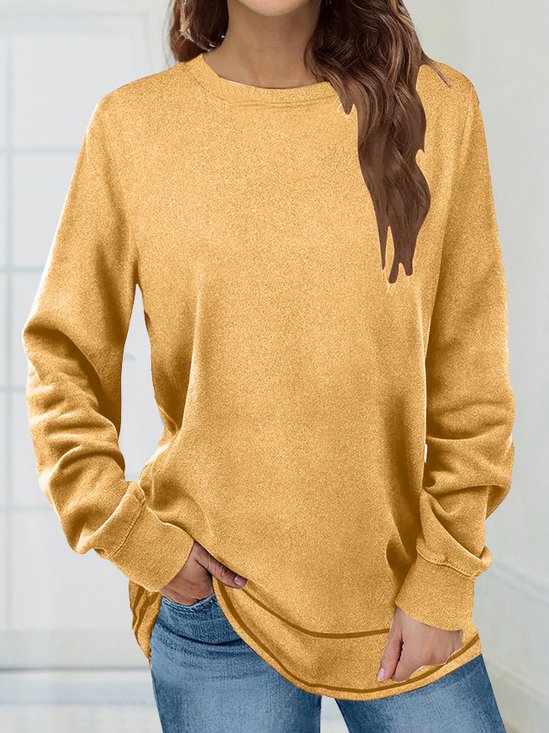 Casual Loose Plain Knitted T-Shirt