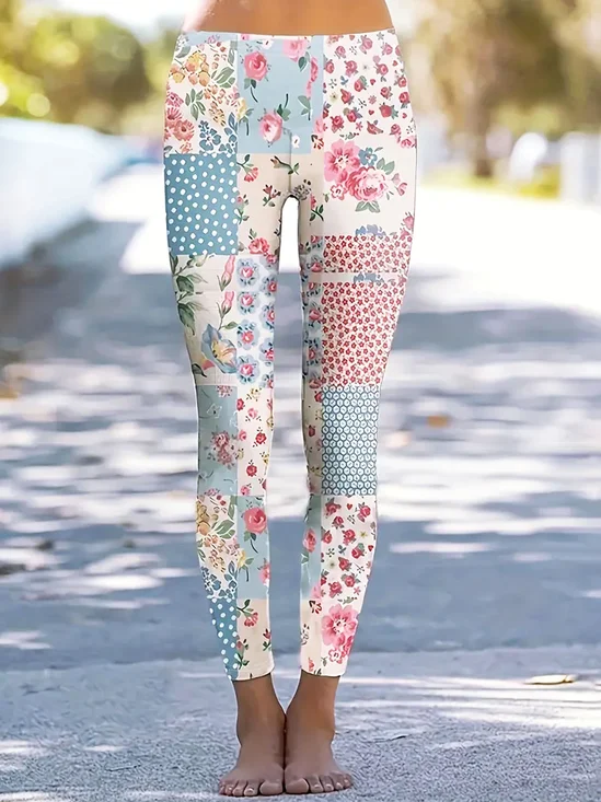 Floral printed tight leggings