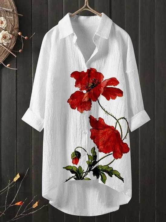 Floral Casual Shirt Collar Shirt